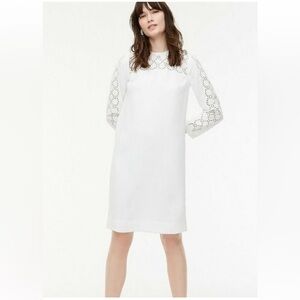 J Crew Reeves Eyelet Crepe White Shift Dress Bridal Bachelorette Cruise White 4